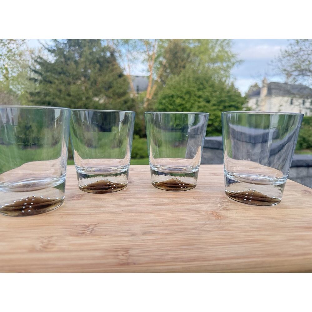 Set of 4 Vintage Italian Bubble Base Double Old Fashioned Glasses - 10 oz